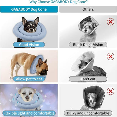 Comfortable Adjustable Soft Dog Cone Alternative After Surgery - Elizabethan Donut Collar for Cats, Medium Dogs and Small Dogs