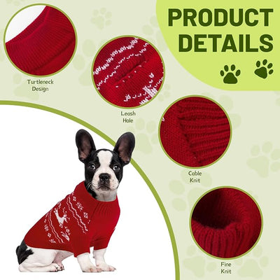 Christmas Dog Sweaters for Small Medium Large Dogs Classic Turtleneck Holiday Xmas Pet Clothes Cozy Stretchy Sweater for Chihuahua, Bulldog, Dachshund, Pug XX-Large