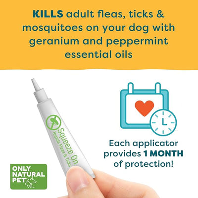 Only Natural Pet Flea and Tick Prevention for Large Breed Dogs (over 40 lbs) - EasyDefense Flea & Tick Herbal Squeeze-On Drops - 3 Month Supply