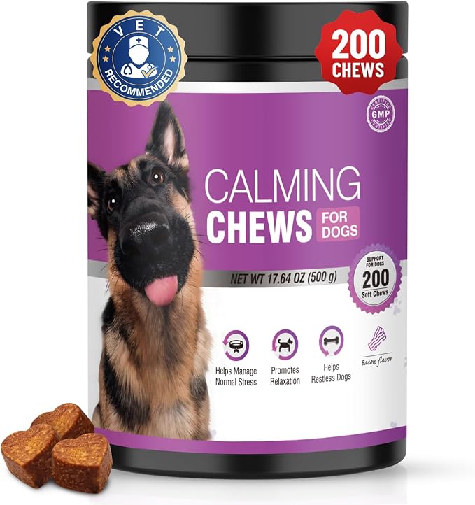 Calming Chews for Dogs 200pc Dog Treats and Bites with Melatonin - Dog Calming Snacks to Help Promote Calm for Dogs Dealing with Noise, Thunder, Barking,Separation,Chewing