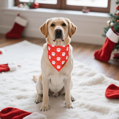 ADOGGYGO Red Christmas Dog Bandanas, Santa Reindeer Print Pet Scarf, Premium Durable Fabric, Red Christmas Bandanas for Extra Large Dogs (X-Large)