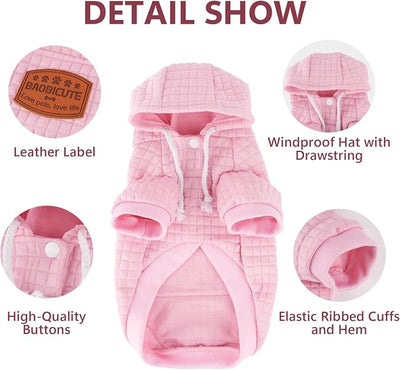 2 Pack Dog Hoodie Sweaters for Small Medium Dogs Warm Dog Clothes for Large Dogs Soft Waffle-Like Laminated Sweatshirt Bulldog (Pink+Purple, XS (Back: 10",Chest: 13", Neck: 9"))