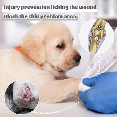 ROZKITCH Dog Leg Wound Cover for Front Right Left Leg, Pet Prevent Licking Wound Elbow Knee Protector, Dog Recovery Suit Cone Collar Alternative for Sprain ACL CCL Arthritis Joint Care Grey L