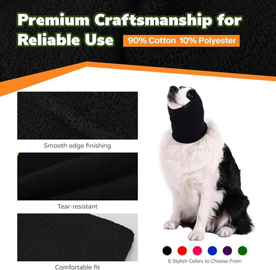 Dog & Cat Calming Band Cat Anxiety Relief Cover,Double Layer Thickened Pet Ears Elastic Neck Band Noise Cancelling Ear Muffs for Anxiety Relief/Noise Protection,Grooming,Thunder,Fireworks