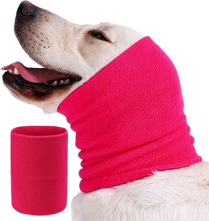 Dog Calming Band Cat and Dog Anxiety Relief Cover,Double Layer Thickened Pet Ears Elastic Neck Band Noise Cancelling Ear Muffs for Anxiety Relief/Noise Protection,Grooming,Thunder,Fireworks