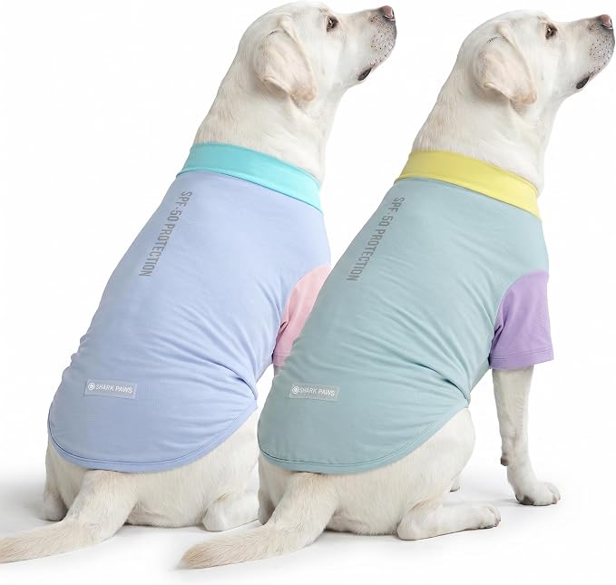 Spark Paws Sunblock Dog T-Shirt, SPF30 Protection, Lightweight Breathable Quick Dry for Dogs with Sensitive Skin - Breeze & Sorbet (Set of 2) - Size 3XL