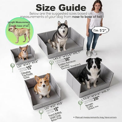 HQ4US 4LEGS Dog Litter Box, Pee Pad Holder Foldable, Indoor Dog Potty Tray for Puppy & Large Dogs, High Walls, Seamless, No Assembly, Waterproof, Easy to Clean, No Spill,Portable for Travel