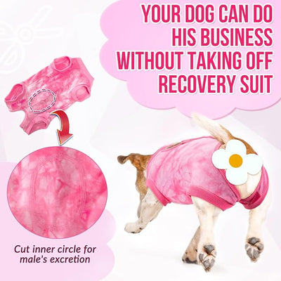 Lukovee Recovery Suit for Dogs, Onesie Surgery Recovery Suit for Female Male Dogs, Abdominal Wounds Cone E-Collar Alternative Prevent Licking Spay Recovery Suit (Pink,XX-Large)