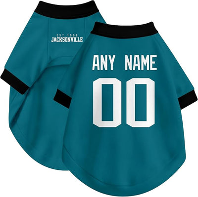 Jacksonville Dog Clothes Jersey Style Personalized Pet T Shirt with Custom Name Number for Small Medium Large Dogs