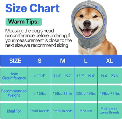 MIGOHI Small Dog Anxiety Relief Ear Muffs - Anti-Slip Dog Ear Cover for Thunderstorm, Fireworks, Sound Reducing Ear Padding & Keep Warm Wrap for Small Dog,M,Gray