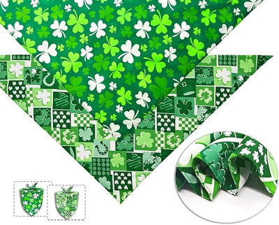 St. Patrick's Day Dog Bandanas 2PCS-Small,Irish Shamrock Design Scarves, Holiday Costumes,Pet Scarves for Boys and Girls,Dog Outfit Gifts for Small Dogs and Cats(Green)