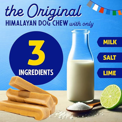 Himalayan Dog Chew Cheese Chews, Long Lasting, Stain Free, Protein Rich, Low Odor, 100% Natural, Healthy & Safe, No Lactose, Gluten Or Grains, 2.5 lbs BULK TUB, MEDIUM, for 35 Lbs & Smaller