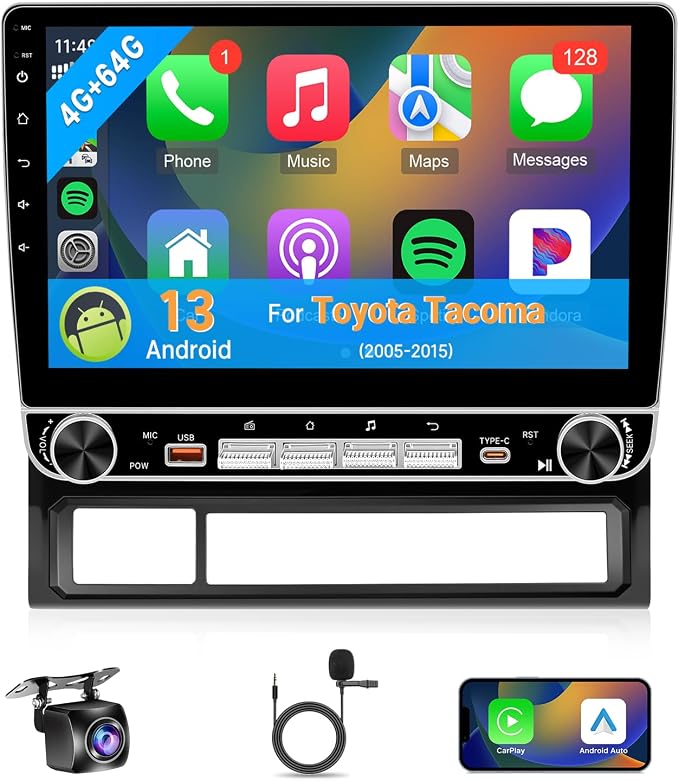 Leadfan 4+64G Car Radio Stereo for Toyota Tacoma 2005-2015 Upgrade with Wireless Carplay Android Auto 10.1'' IPS Touchscreen Buit in Bluetooth GPS Navigation WiFi FM Backup Camera MIC