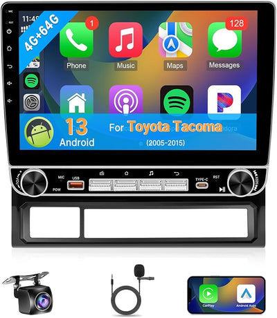 Leadfan 4+64G Car Radio Stereo for Toyota Tacoma 2005-2015 Upgrade with Wireless Carplay Android Auto 10.1'' IPS Touchscreen Buit in Bluetooth GPS Navigation WiFi FM Backup Camera MIC