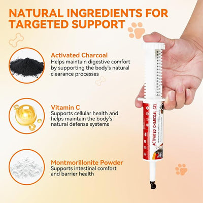 Activated Charcoal for Dogs & Cats, Emergency Pet First Aid for Accidental Ingestion & Digestive Support, Essential Camping Survival Remedy, Ready-to-Absorb Toxins - 60mL