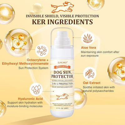Dog Sun Protection Spray – Lightweight, Oil-Based UV Shield for Sensitive Skin | Soothing & Moisturizing Formula with Aloe, Calendula and Oat – Essential for Short & Light-Colored Coats