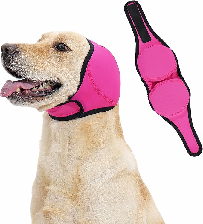 LIANZIMAU Quiet Ears for Dogs Comfort Calming Hoodie Dog Ear Covers for Noise & Anxiety Relief Ear Wraps for Dog Adjustable Dogs Ear Muffs Noise Protection Firework,Grooming and Force Drying