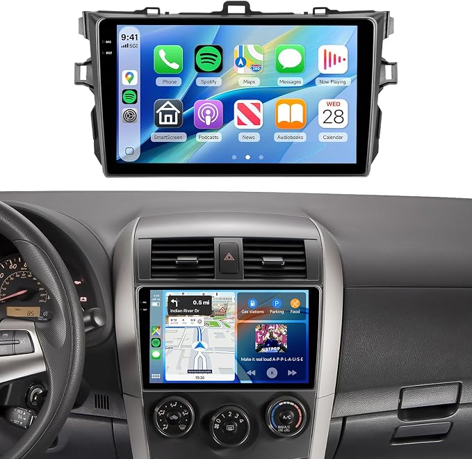 4G+64G Car Radio Stereo for Toyota Corolla 2009-2013, 9inch HD in-Cell Touch Screen/5Ghz WiFi/Android 15/Wireless CarPlay/Android Auto/GPS/5.0Bluetooth/FM/RDS/SWC/AHD Backup Camera