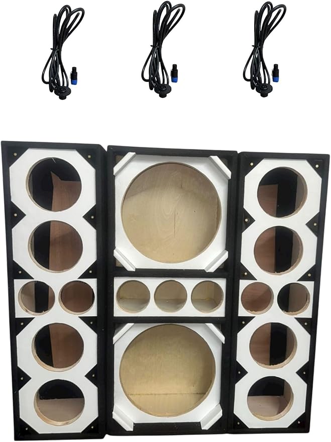 12" Brazilian Style Chuchera Speaker Box for Two 12" Speakers & Three 4" Tweeters Vented Enclosure for Car and Two 2" Driver Box