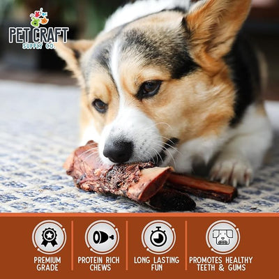 Pet Craft Supply All Natural Healthy Buffalo Butcher 12 Pack Bones Dog Chews Treats for Aggressive Chewers Long Lasting Rawhide Free Premium Slow Roasted for Small Medium Large Dogs