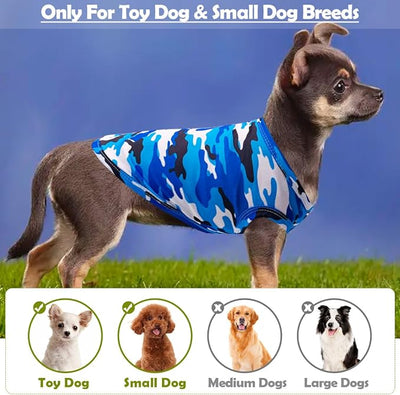 PET SHOW 4 Pack Paw Bone Printed Dog Clothes Shirts Soft Vest Lightweight Sleeveless Cats Doggies T-Shirts Puppies Tank Top Tee for Small Medium Dogs White Black Pink Blue (Large, Blue for Boys)