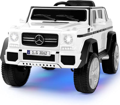 JOYLDIAS Kids Ride On Cars, Licensed Mercedes-Benz Maybach G650S, 12V7AH Battery Powered Toy Electric Car for Kids W/LED Underglow Lights, Remote Control,2 Motors, 3 Speeds,Music,Bluetooth,Horn, White