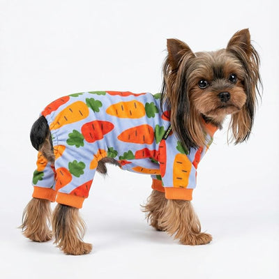 Fitwarm Carrot Dog Flecce Pajamas, Funny Easter Outfit for Small Dogs Boy Girl, Cute Pet Clothes, Blue, Orange, Red, Green, Medium