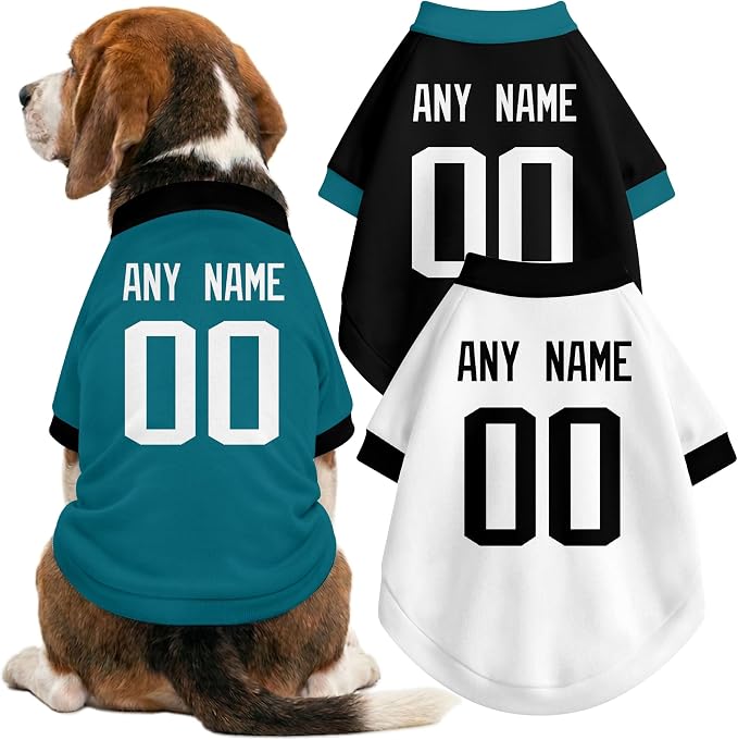 Jacksonville Dog Clothes Jersey Style Personalized Pet T Shirt with Custom Name Number for Small Medium Large Dogs