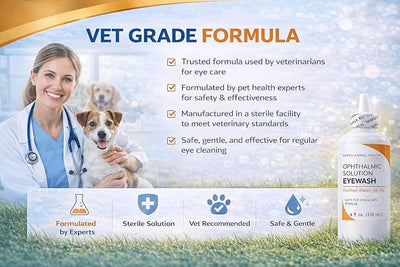 Dog Eye Wash – Sterile Pet Eye Cleaner for Dogs & Cats – Soothes Irritation, Removes Debris & Tear Stains – Gentle Ophthalmic Solution – 4 fl oz