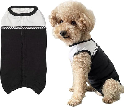 Dog Surgical Suit - Recovery Onesie for Dogs After Surgery, Spayed Female/Male Puppy, Breathable Anti-Lick Clothes, Alternative to Cone(Black and White-s)