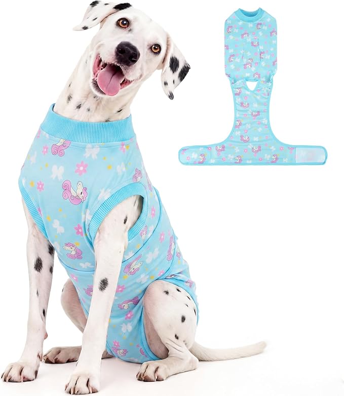 Kuoser Dog Surgery Recovery Suit, Soft Breathable Dog Recovery Suit for Female Spay Male Nueuter, Anti Licking Puppy Onesie Pet Surgical Suit for Dogs Abdominal Wounds Skin Disease, Unicorn XL