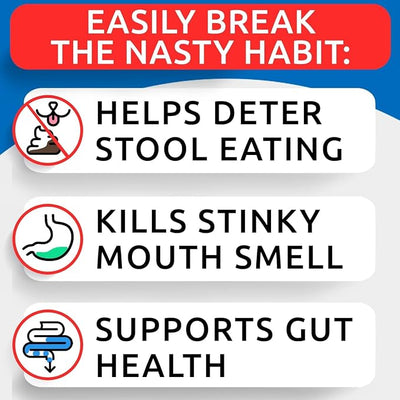 BARK&SPARK No Poo Chews for Dogs - Coprophagia & Stool Eating Deterrent with Probiotics, Digestive Enzymes & Breath Aid Support - Stop Dog Poop Eating - Made in USA - 120Ct (Poultry Flavor)