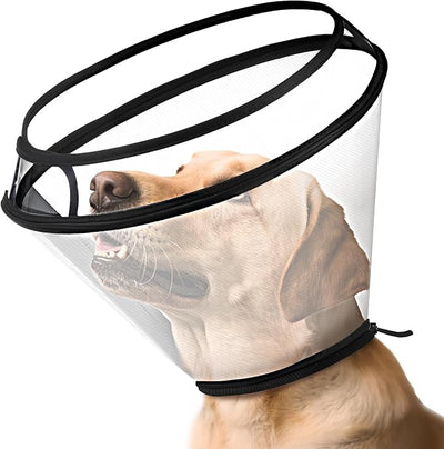 BONTHEE Dog Cone Collar for Surgery Recovery,Adjustable Transparent Pet Recovery Collar for Large Medium Small Dogs & Cats, Protective Elizabethan E-Collar for Wound Healing, Anti-Lick & Bite-M