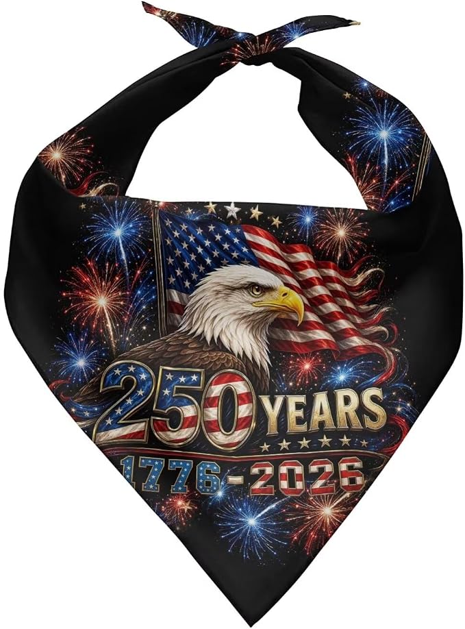 KEIAHUAN American 250 Yeas for Dog BandanaAdjustable Triangle Reversible Holiday Scarves Dog Bibs Soft Comfortable Puppy Scarves for Small Medium Large Dogs