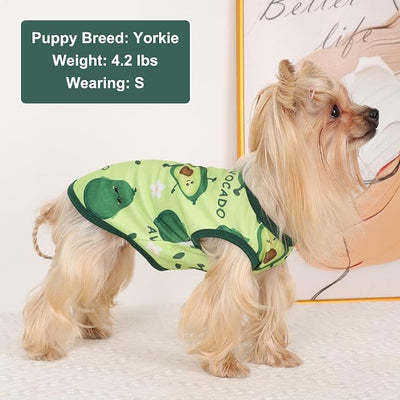 Dog Shirt Vest Dog Clothes for Small Dogs Boy Girl Stretchy Summer Puppy T-Shirts Soft Breathable Lightweight Puppy Sweatshirt Pet Cat Outfit (Avocado, Large)