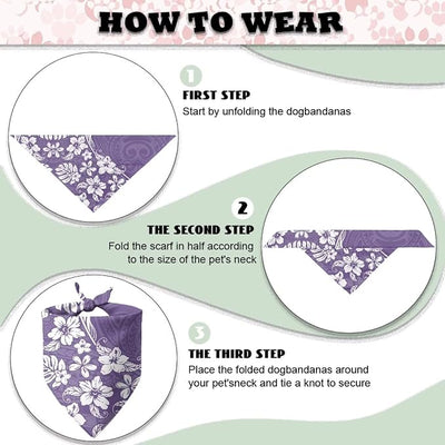 KEIAHUAN Purple Hibiscus Flowers Dog Bandana Triangle Dogs Bibs Scarf Reversible Pet Scarf Adjustable Washable Pet Handkerchief for Small Medium Dog 1 Pcs
