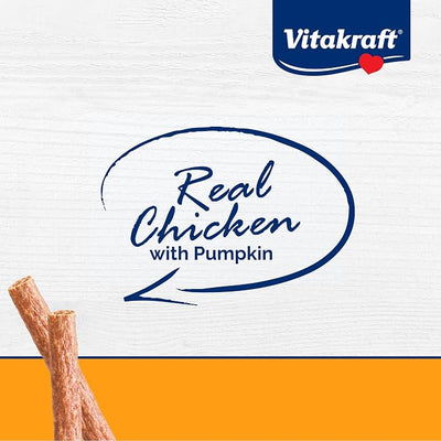 Vitakraft Treaties Dog Chew Sticks - Chicken and Pumpkin - Treats Made with 87% Chicken - Soft Jerky Treats - Dog Chews No Rawhide, 4-Sticks