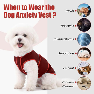 IDOMIK Dog Anxiety Vest, Dog Thunder Jacket Anxiety Calming Vest | Dog Depression & Anxiety Relief,Adjustable,Reflective Strips,for Thunderstorms,Fireworks,Separation,Vet Visit & Grooming