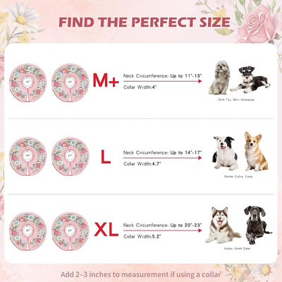 IEUUMLER Inflatable Recovery Dog Cone Collar, Neck Donut Protective ECollar, Adjustable Soft Collar for Dog and Cat After Surgery Prevent from Biting & Licking EU020 Floral Wreath XL