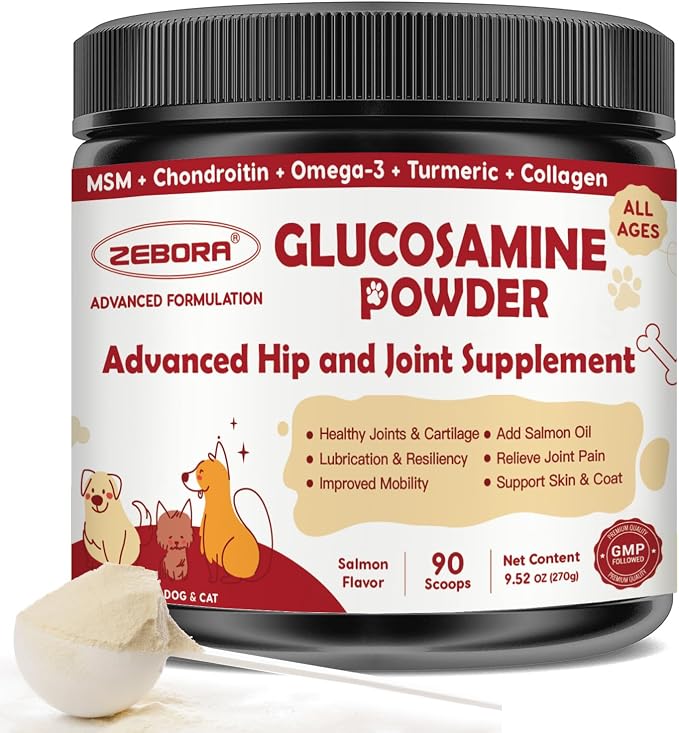Glucosamine for Dogs - Joint Supplement for Dogs - Glucosamine Chondroitin, MSM, Omega-3, Collagen, Dog Hip and Joint Pain Relief, Support Mobility, Cartilage & Bone for Small & Large Breeds, 270g