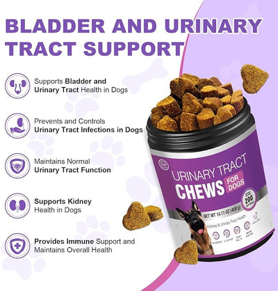 Dog Uti Treatment Cranberry Supplement for Dogs 200 Chews Urinary Tract Medicine Bladder Control Pills Kidney Support Cranberrys Extract Bites Uti Infection Treats Incontinence Remedy for Dogs Chicken