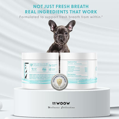 Fresh Breath Dental Chews for Dogs (120 Soft Chews) – Oral Care & Bad Breath Support – Turkey Tail Mushroom, Parsley & Kelp – Daily Teeth & Gum Support – Made in USA – Dr. Woow