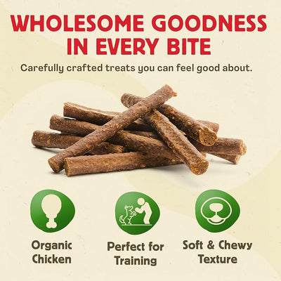 Chewmasters Organic Chicken & Brown Rice - All Natural Dog Snacks, Soft and Easy to Chew Dog Chicken Treats for Training, Pet Treats, No Corn, No Soy, and No Preservatives, Made in USA, 2 lb