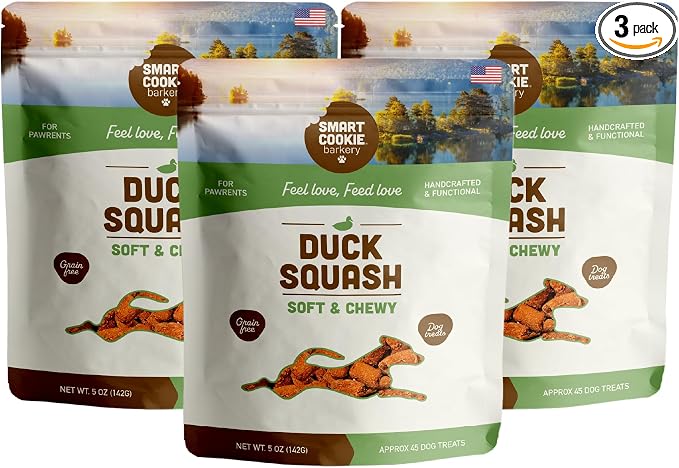 Smart Cookie Healthy Soft Dog Treats - Duck & Squash - Grain Free Limited Ingredient Training Treats for Dogs with Sensitive Stomach & Allergies, Natural Novel Protein, Made in the USA (5oz.)