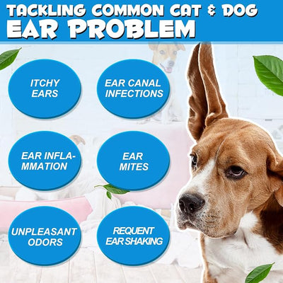 Cat & Dog Ear Infection Treatment Drops, Pets Ear Cleaning Solution Drops with 1% Hydrocortisone Soothing Dog Yeast Infection, Treats Ear Infections, Itchy Ear Relief, Cat Ear Care Supplies