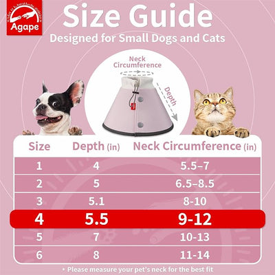 Agape Soft Dog Cone for Small Dogs & Cats, Recovery Collar to Stop Licking | Comfy E Collar Alternative for Puppies, Adjustable Cloth Cone After Surgery, Protective Neck Cone for Kittens, Washable
