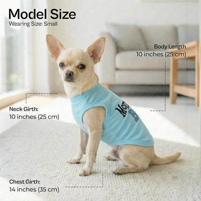 Parisian Pet Dog Shirt for Mother's Day – 100% Cotton Shirts for Large Dogs – Blue Sleeveless Puppy Clothes – Lightweight and Breathable Dog Apparel – Boy Dogs Clothes - Stretchy Mommy’s Boy Pet Shirt