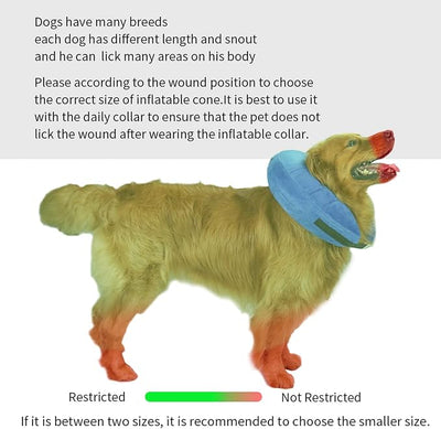 MCHY Inflatable Dog Cone,Adjustable Recovery Collar for Dogs After Surgery,Prevent from Biting & Scratching,Not Block Vision (Blue, S-Neck 7''- 12'')