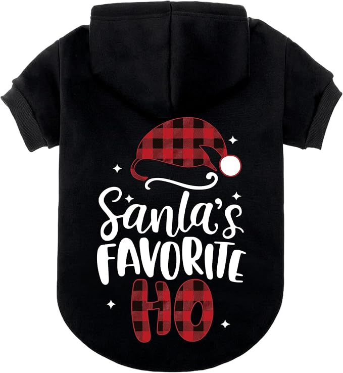 EXPAWLORER Dog Christmas Hoodie - Dog Christmas Sweater Xmas Sweatshirt with Santa Hat Print, Warm Fleece Lined Holiday Pet Outfit with Leash Hole, Cozy Soft Pet Clothes Coat for Medium Dogs, M