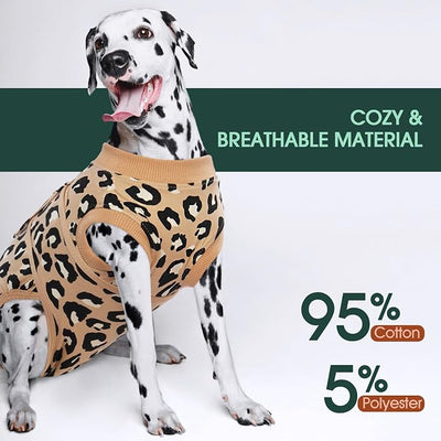 Kuoser Dog Recovery Suit for Dogs After Surgery,Professional Surgical Onesie for Female Male Dogs Spay Neuter,Soft Dog Surgery Suit Bodysuit for Abdominal Wounds Skin Disease,Coffee Leopard L